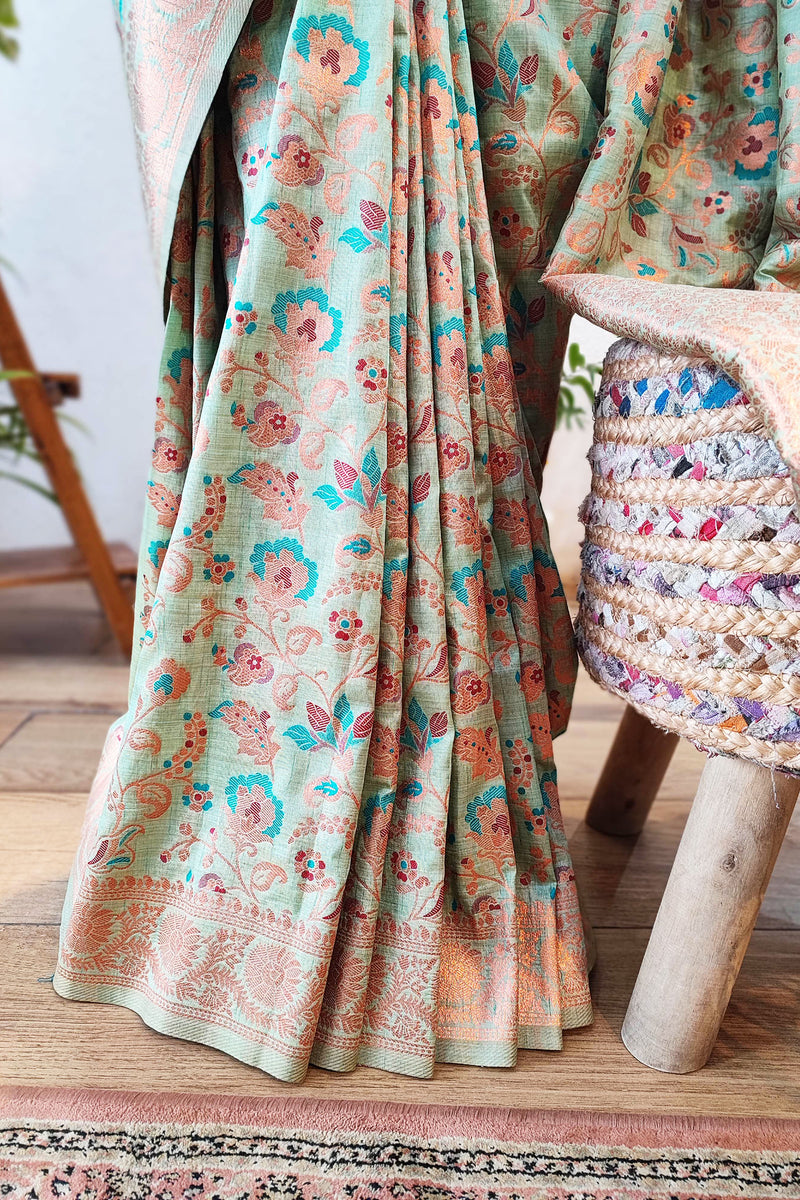 Jamawar All-Over Weaving Soft Silk Saree