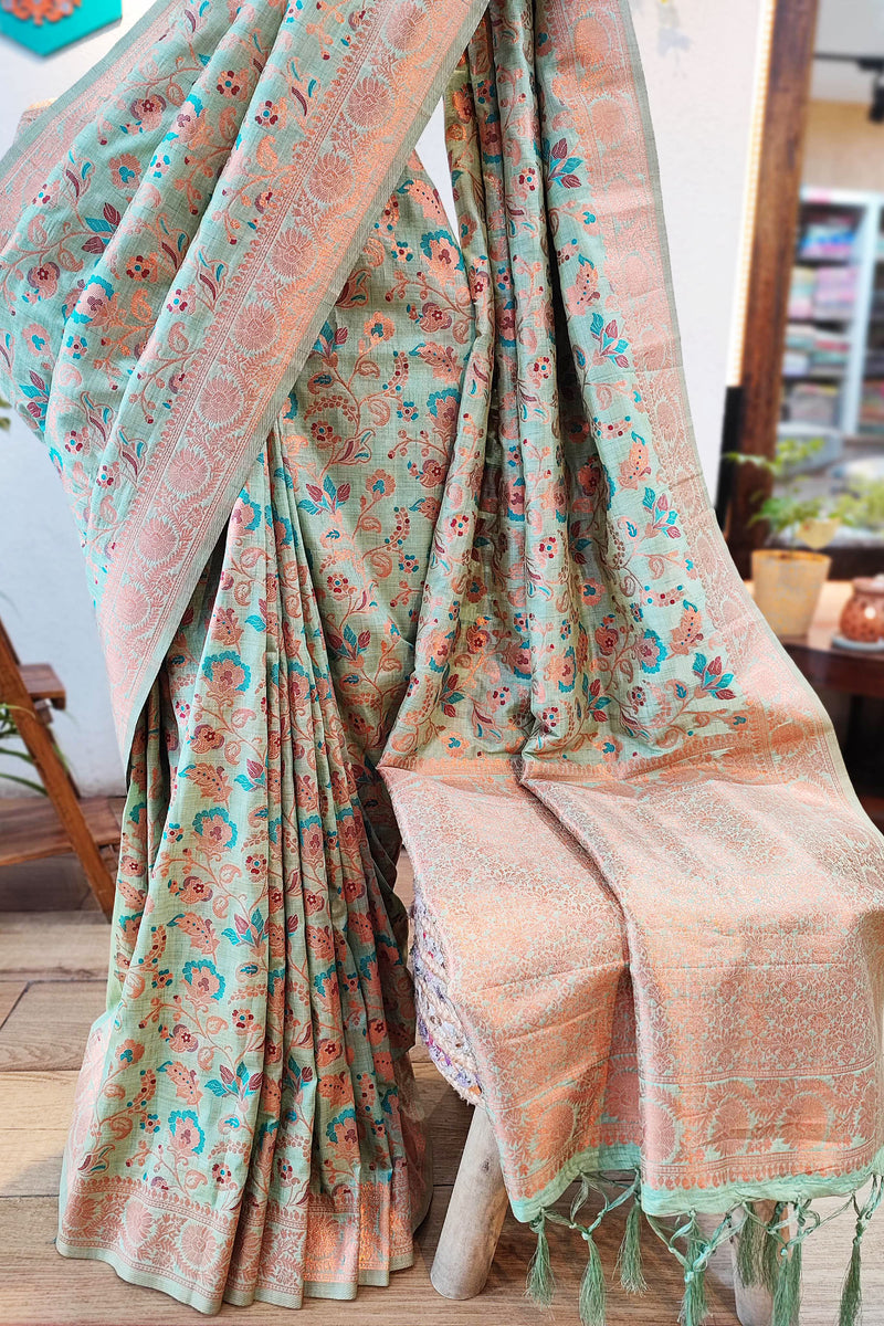 Jamawar All-Over Weaving Soft Silk Saree
