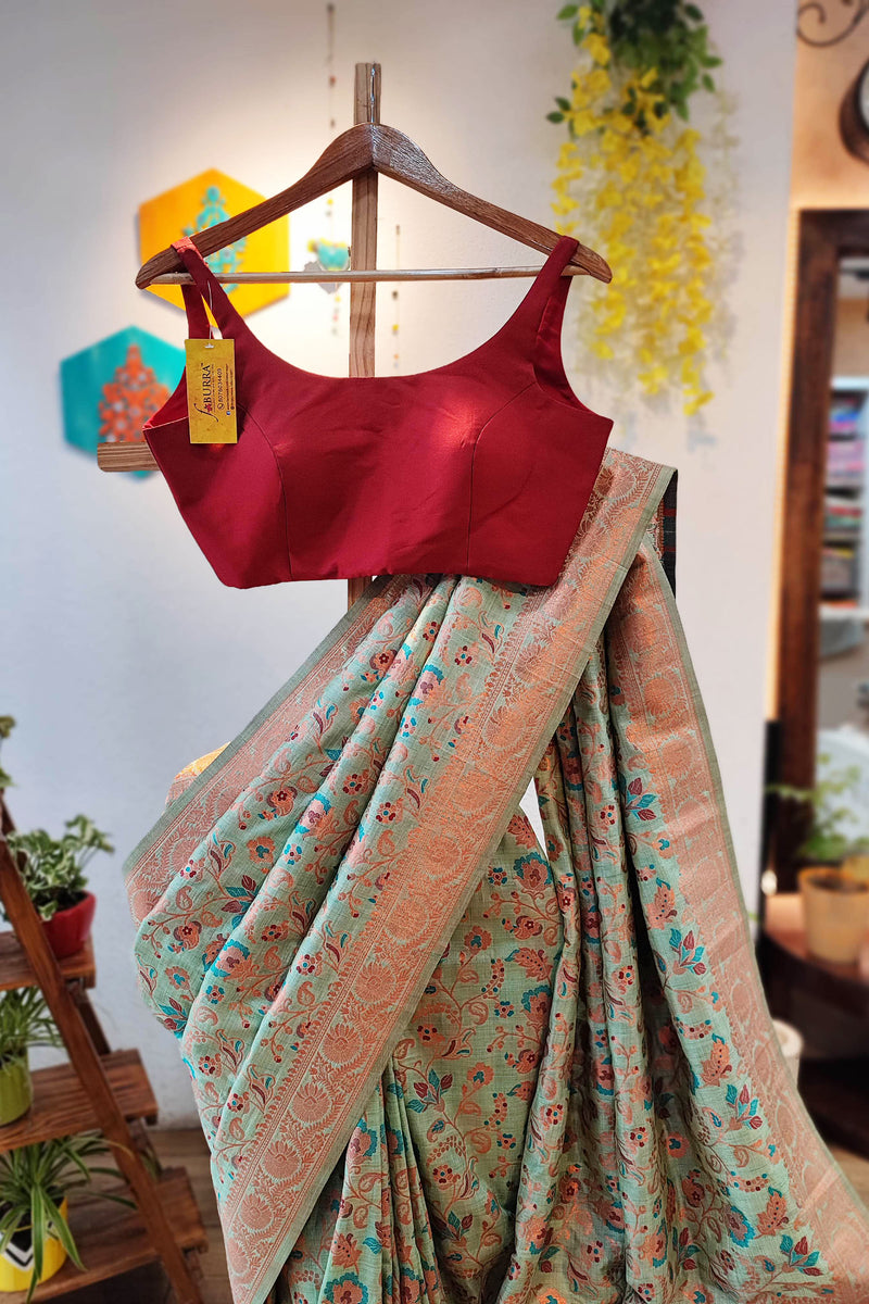 Jamawar All-Over Weaving Soft Silk Saree