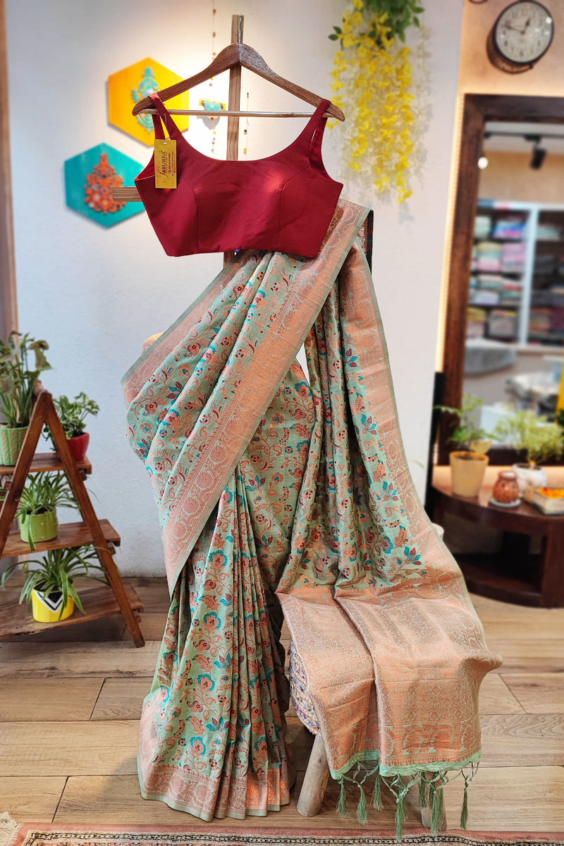 Jamawar All-Over Weaving Soft Silk Saree