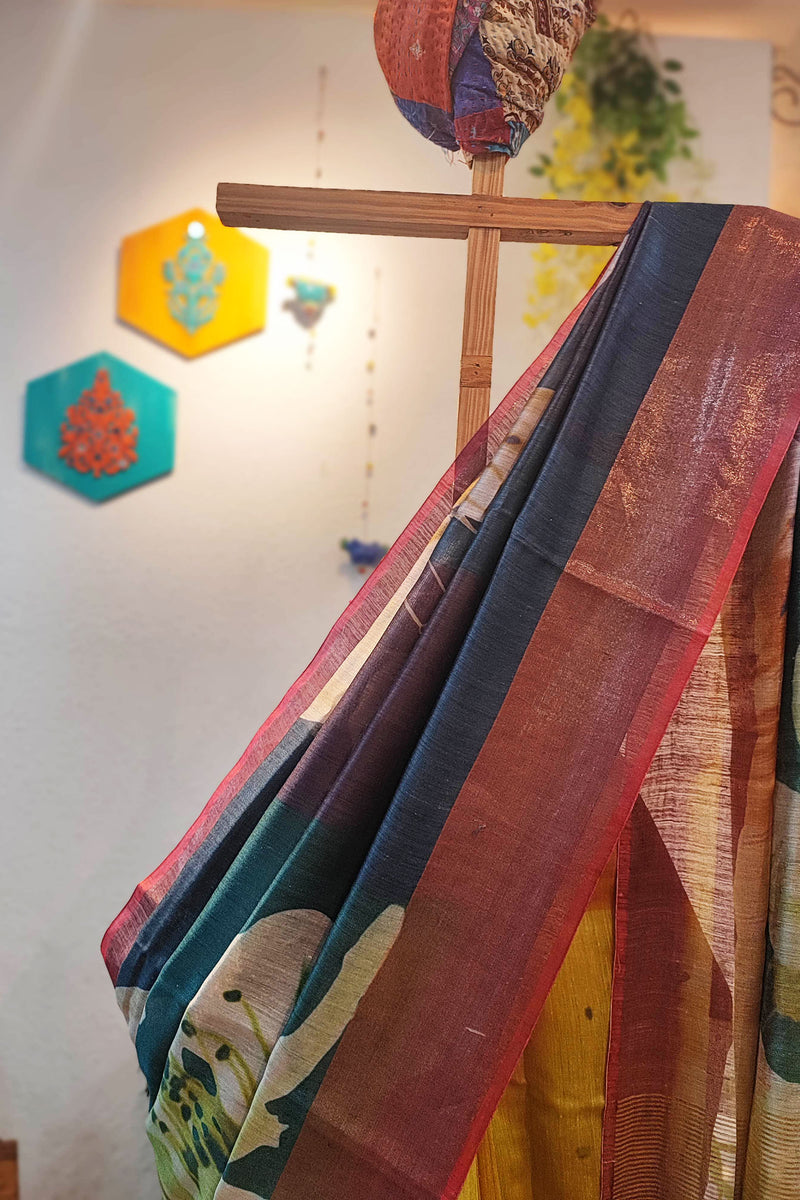 Designer Digital Print Moonga Silk Saree