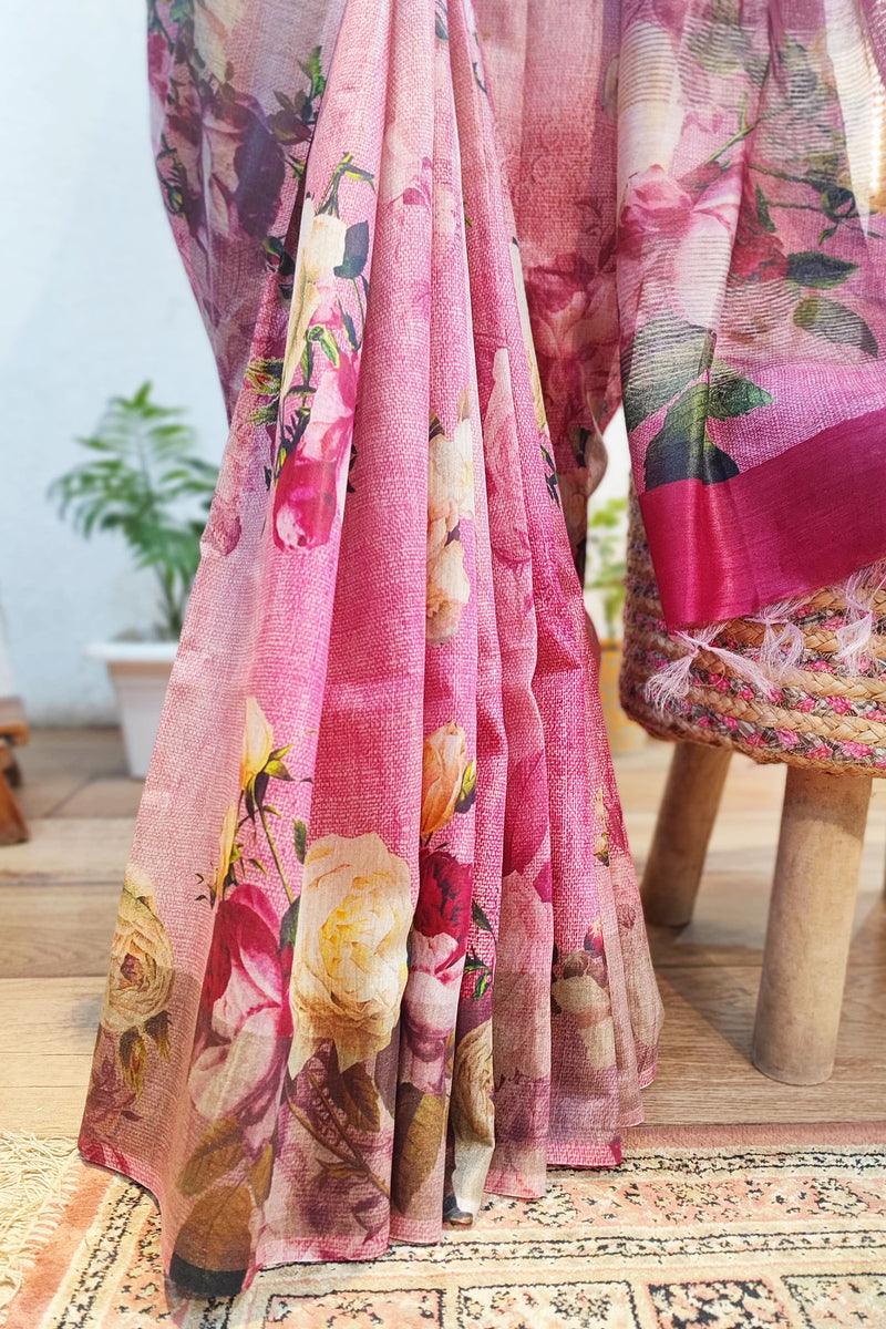 Designer Digital Print Moonga Silk Saree