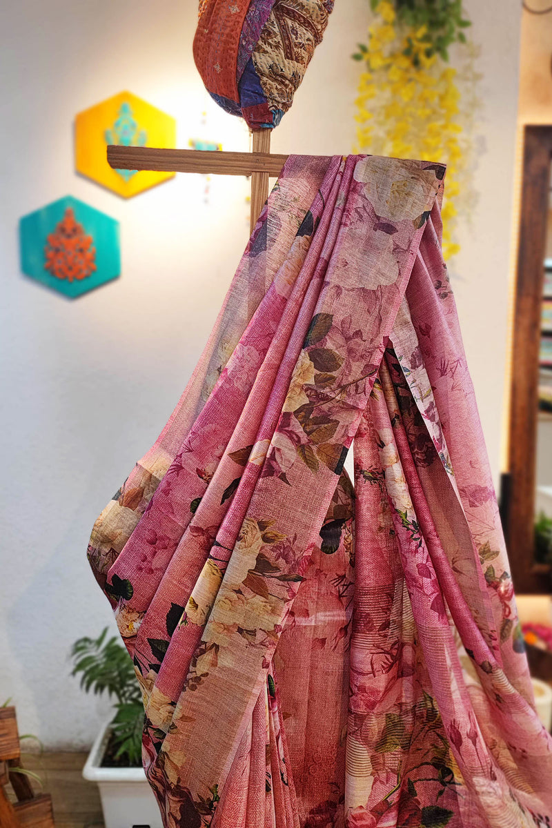 Designer Digital Print Moonga Silk Saree