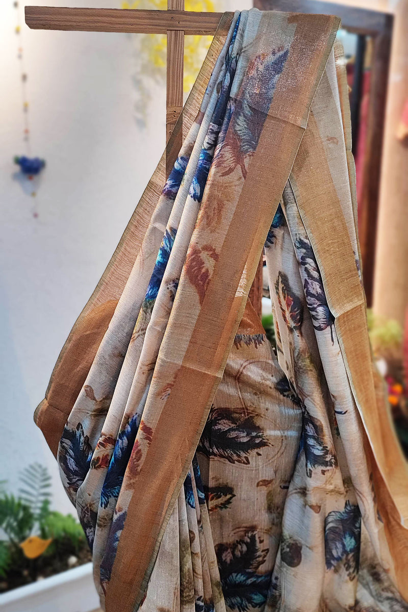 Designer Digital Print Moonga Silk Saree