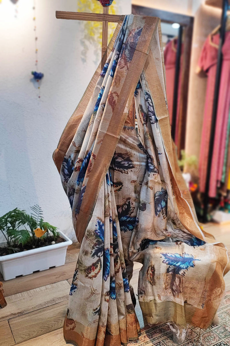 Designer Digital Print Moonga Silk Saree