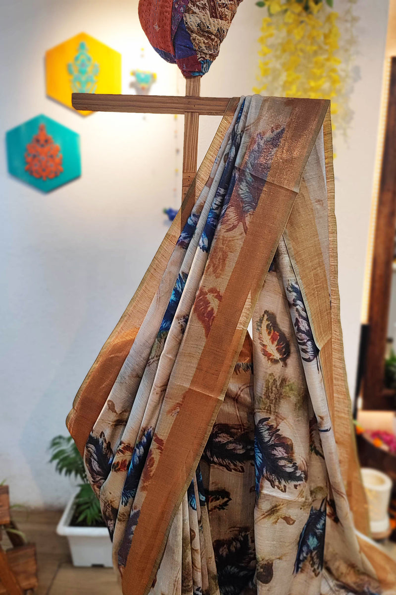 Designer Digital Print Moonga Silk Saree