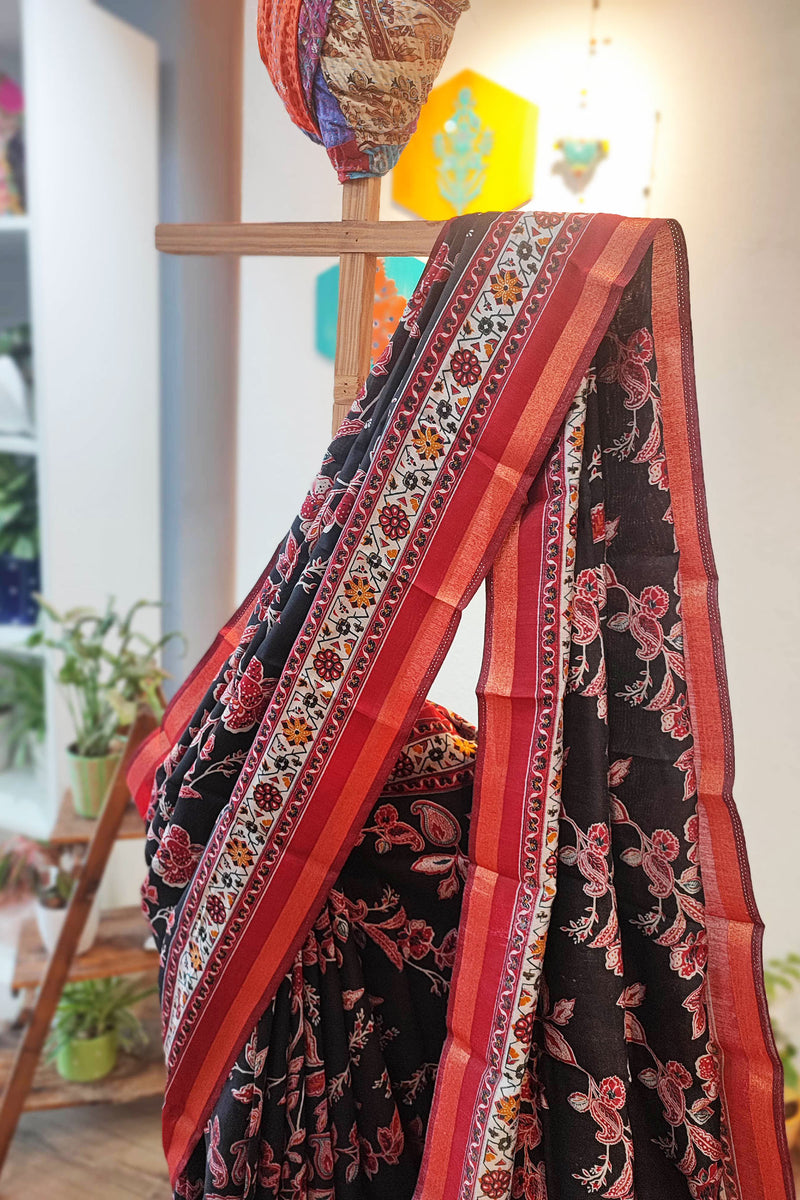 Mulberry Printed Silk Saree