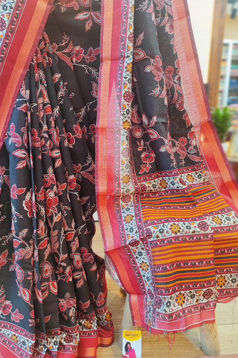 Mulberry Printed Silk Saree