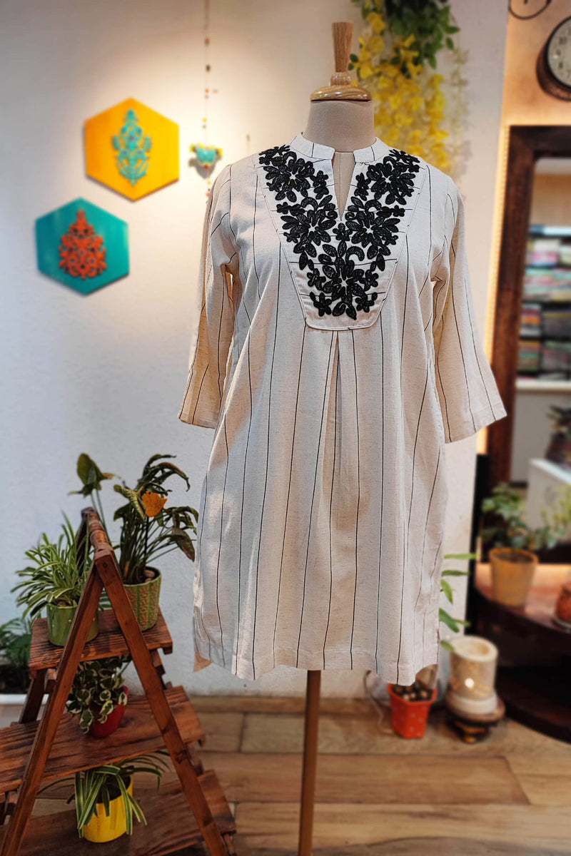 Off-white Soft Khadi Dress Cum Tunic Top