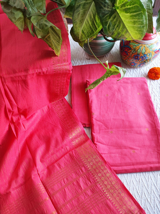 Crimson Handloom Pure Cotton Suit with Buta Weave