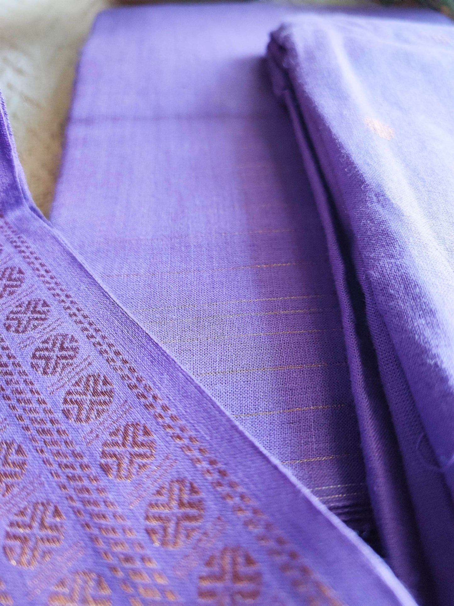 Lilac Handloom Pure Cotton Suit with Buta Weave