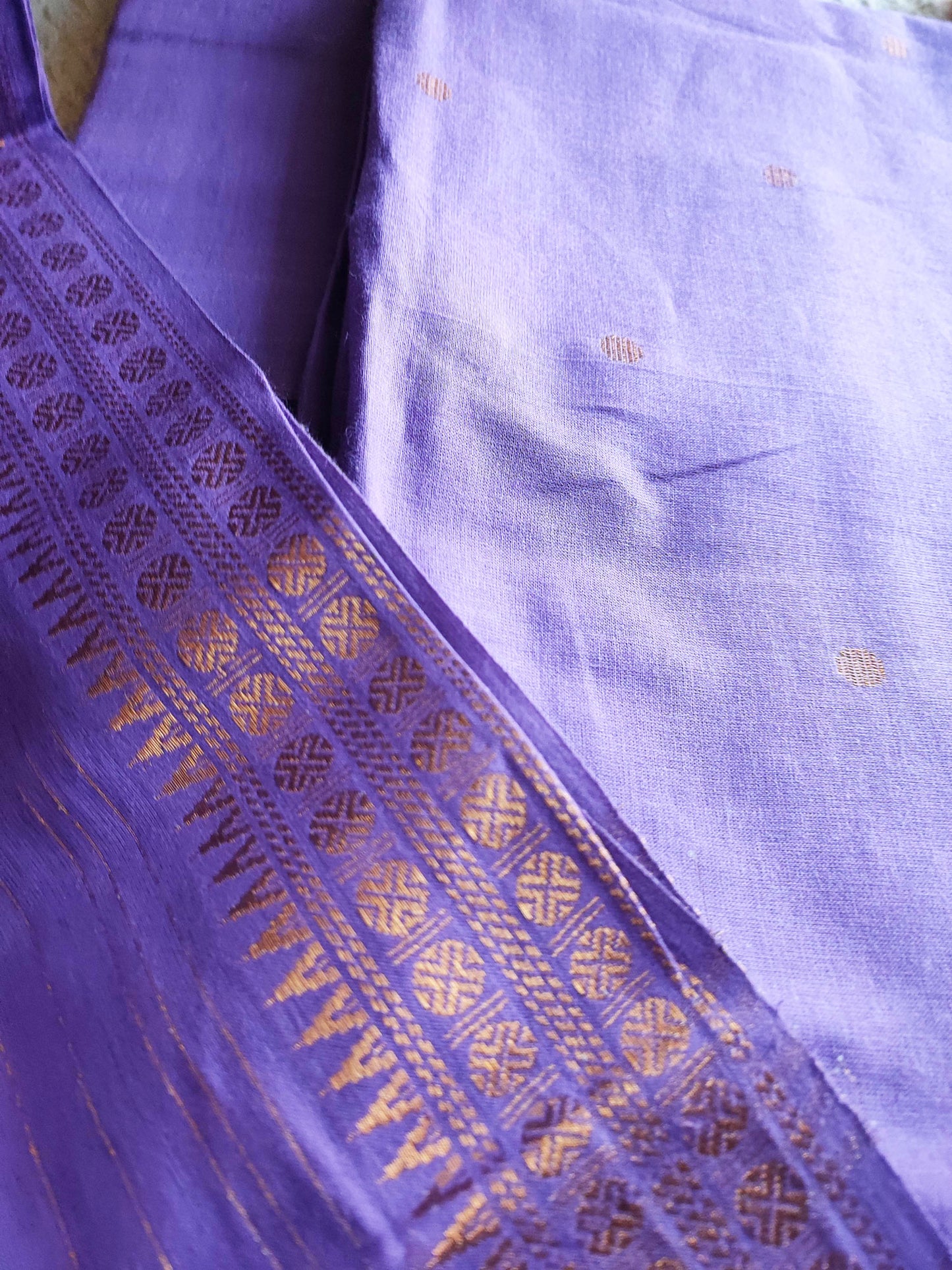 Lilac Handloom Pure Cotton Suit with Buta Weave