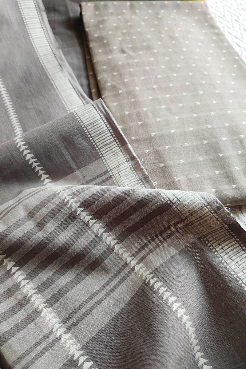 Trout Handloom Pure Cotton Suit with Buta Weave