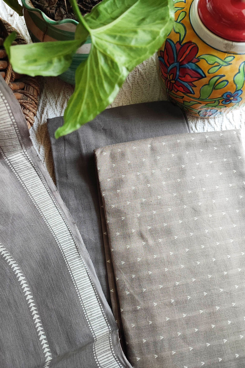 Trout Handloom Pure Cotton Suit with Buta Weave