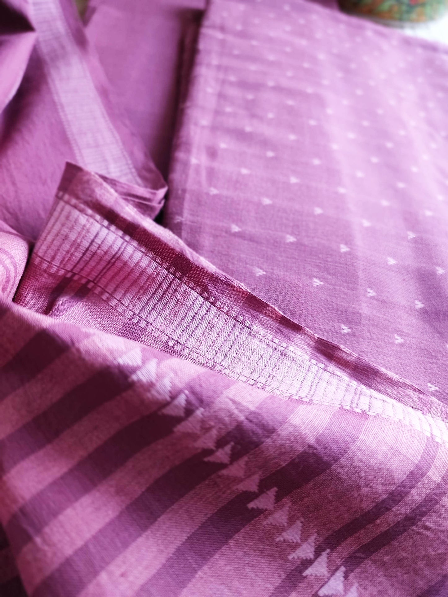 Orchid Handloom Pure Cotton Suit with Buta Weave
