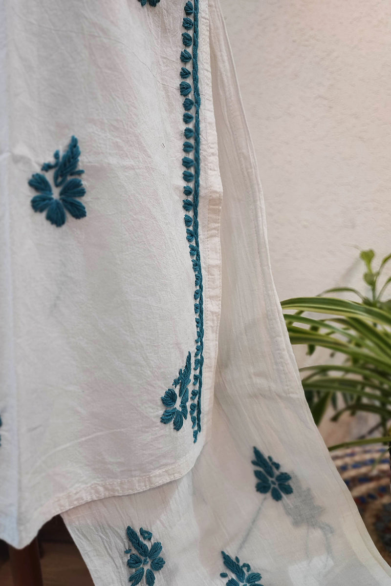 Lucknowi Soft Pure Cotton Kurta Pant Set