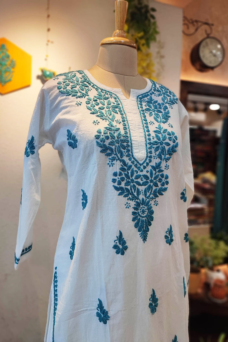 Lucknowi Soft Pure Cotton Kurta Pant Set