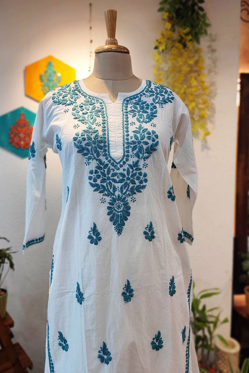 Lucknowi Soft Pure Cotton Kurta Pant Set