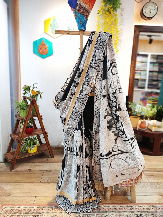 Kalamkari Print Cotton Silk Saree