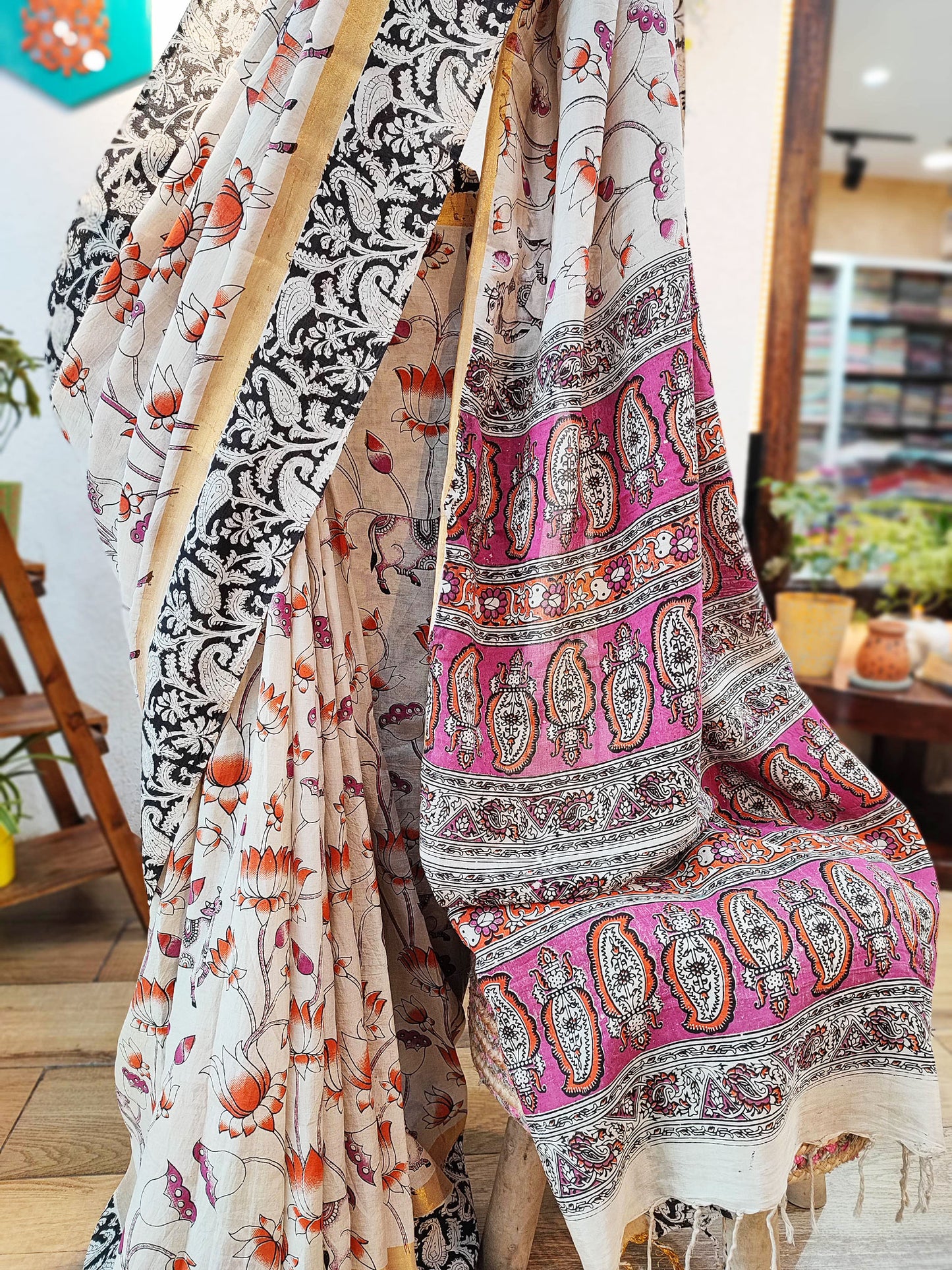 Kalamkari Print Cotton Silk Saree