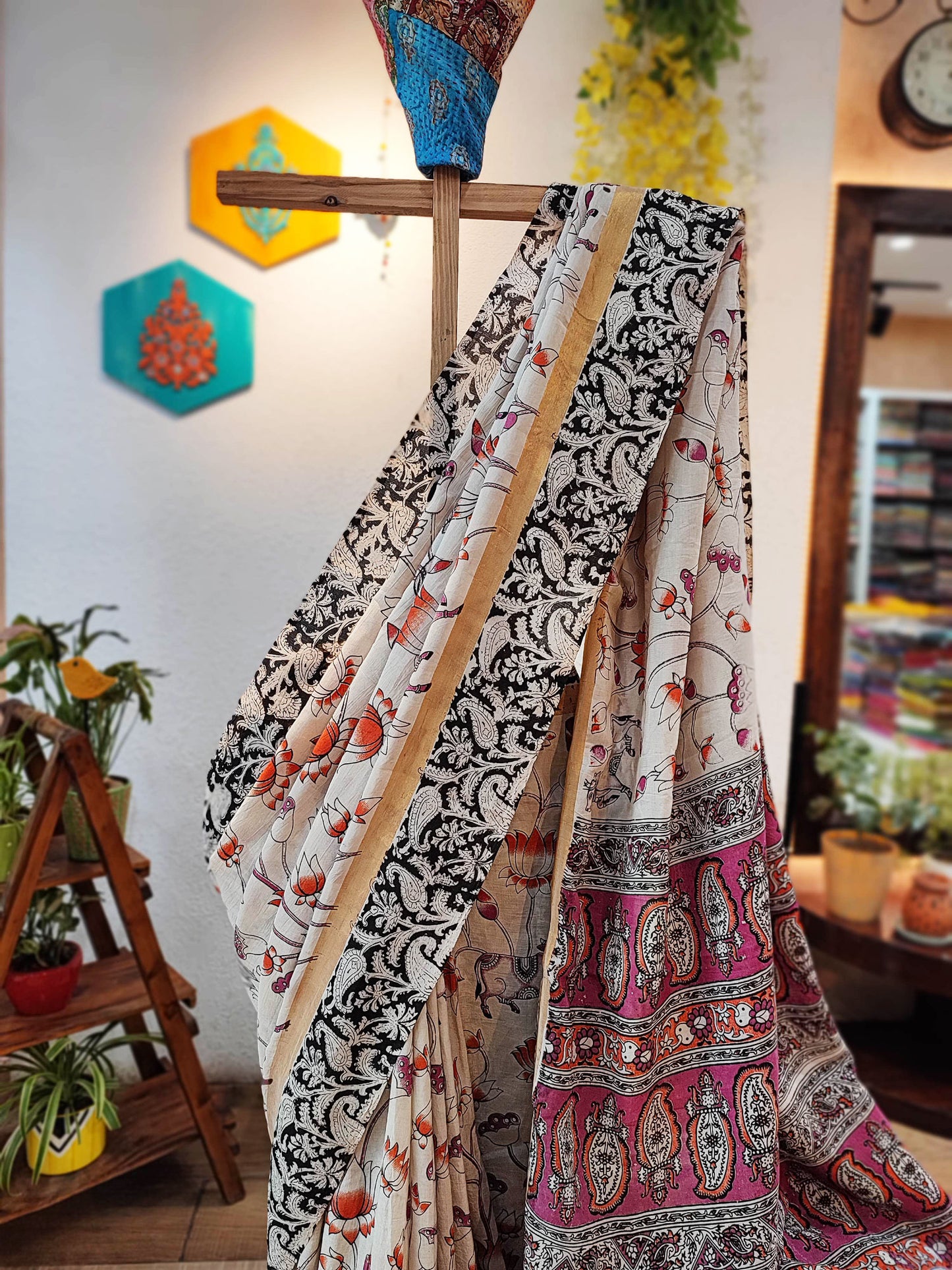 Kalamkari Print Cotton Silk Saree