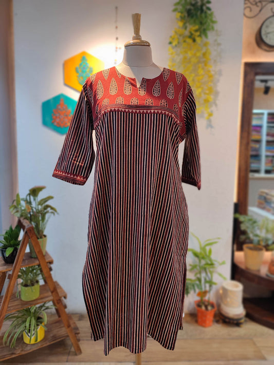 Ajrakh Handblock Print Pure Cotton Kurta