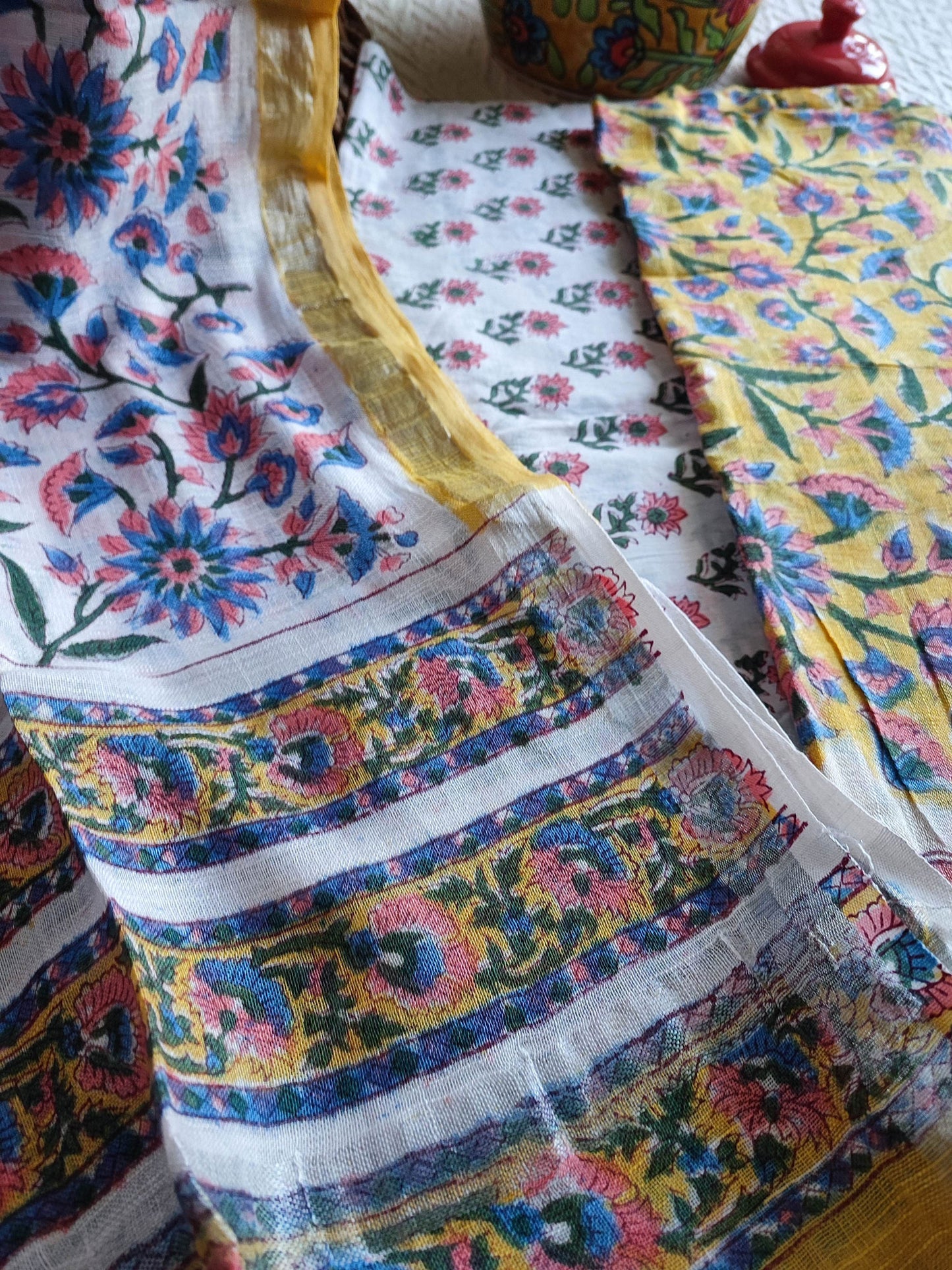 Handblock Print Linen Cotton Suit
