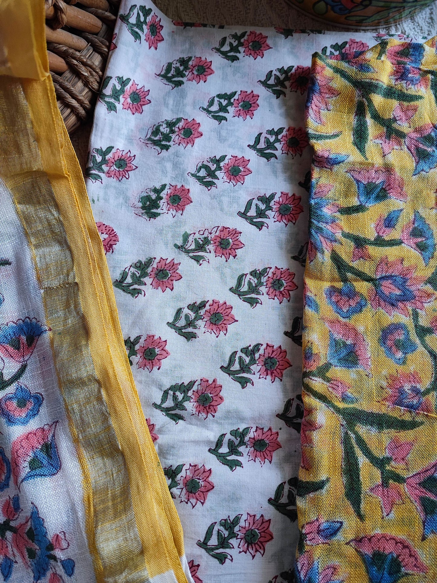 Handblock Print Linen Cotton Suit