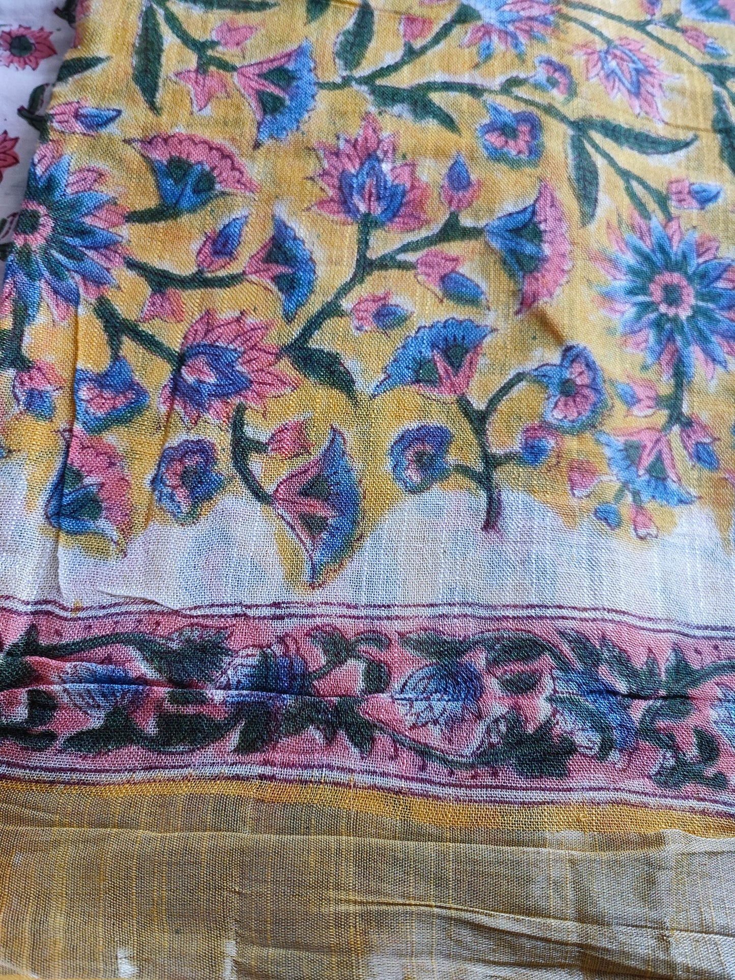 Handblock Print Linen Cotton Suit