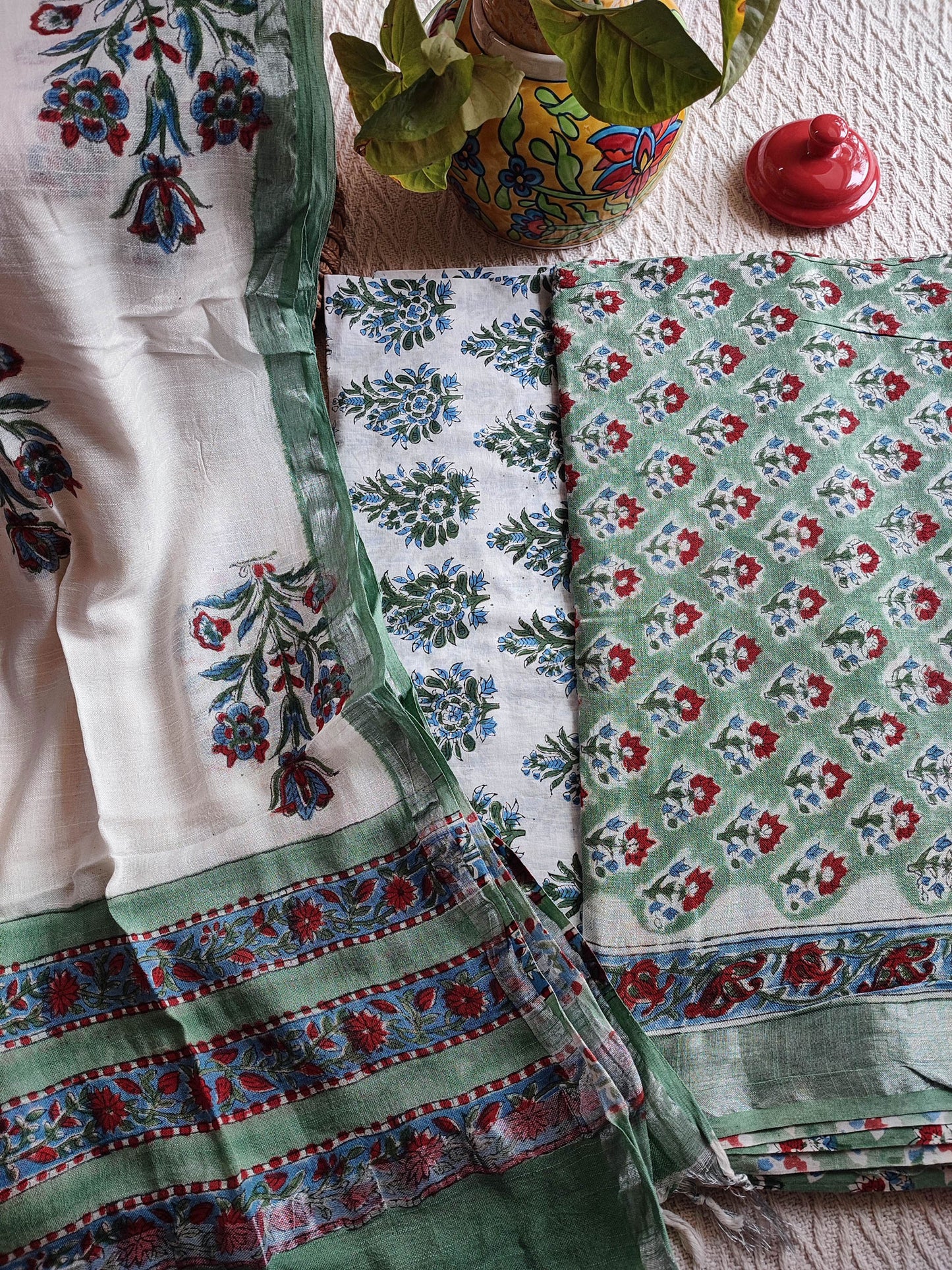 Handblock linen Pure Cotton Suit