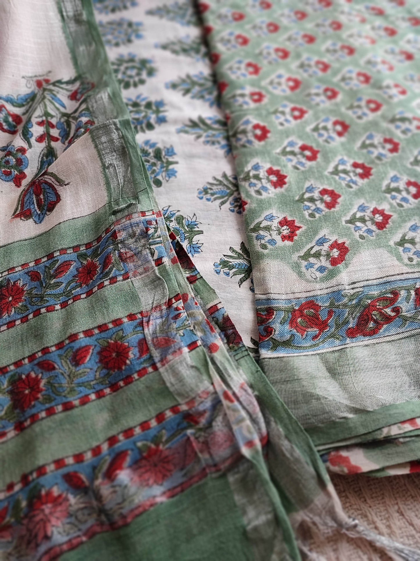 Handblock linen Pure Cotton Suit