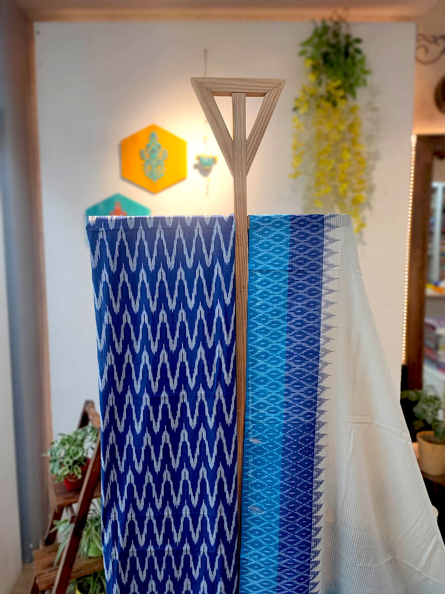 Azure & Sky Blue Pure Cotton Handloom Ikkat Suit Set