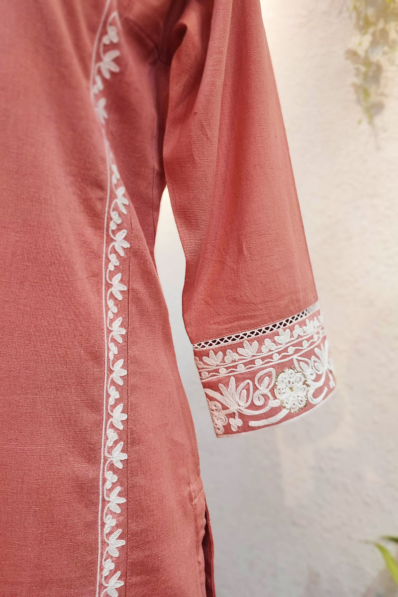 Pure Cotton Peach kurta pants set