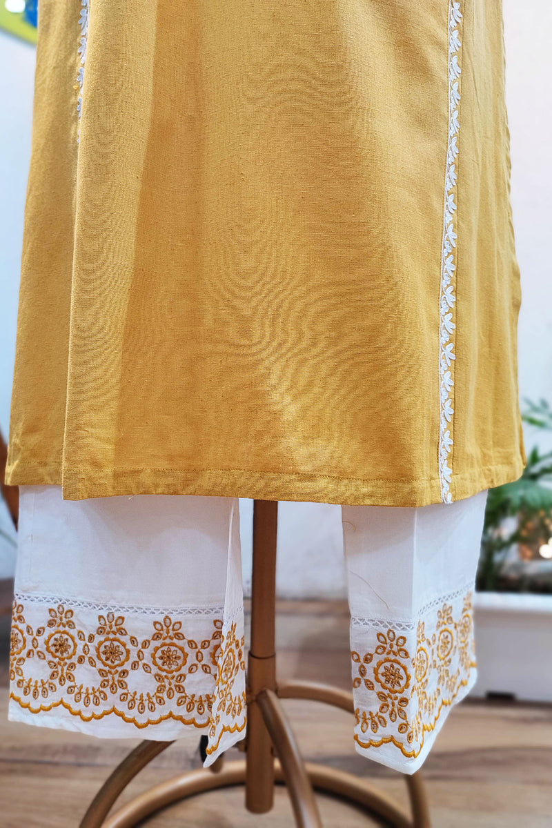 Pure Cotton Yellow kurta pants set