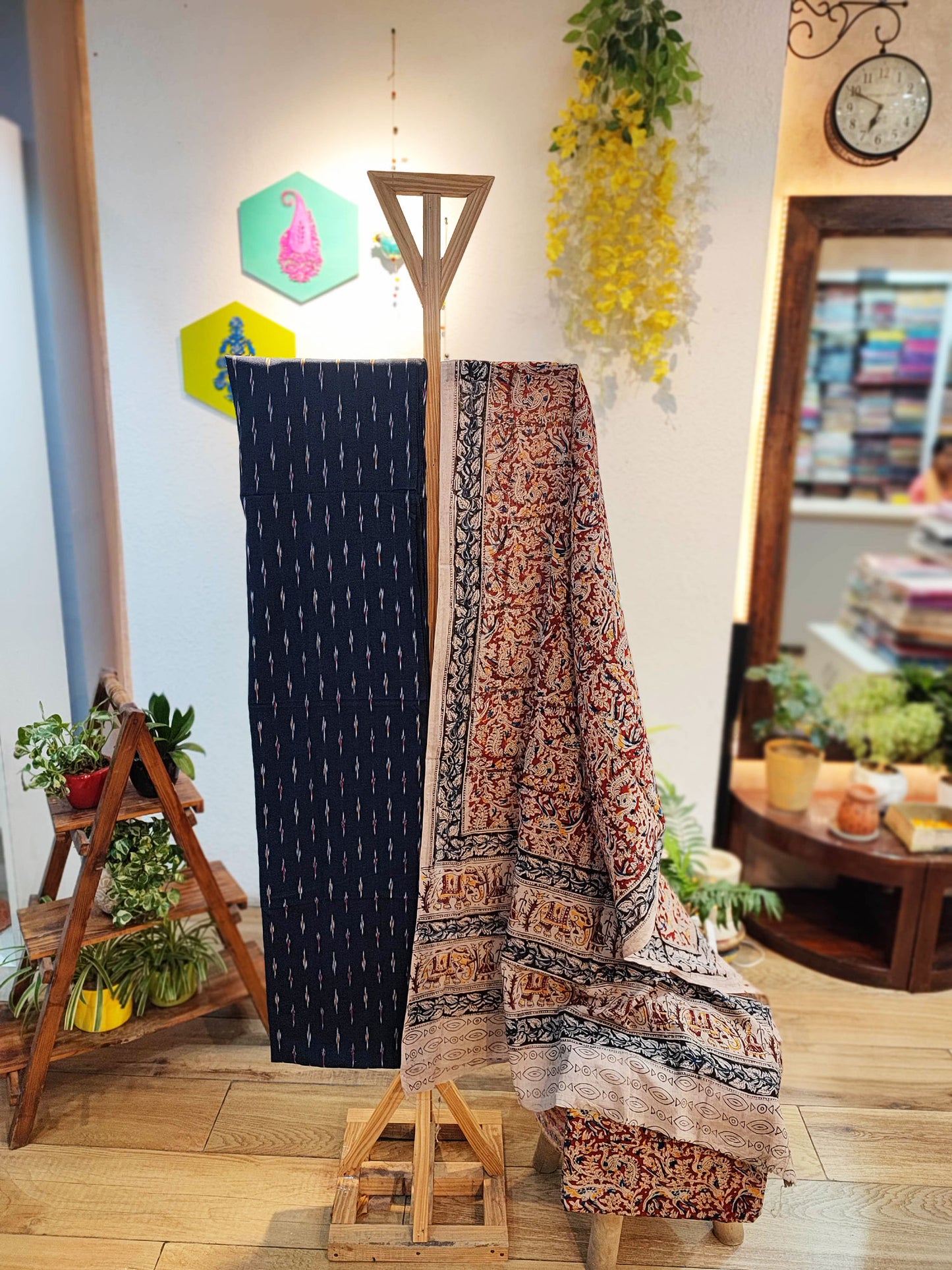Ikkat Suit with Kalamkari Cotton Pant and Dupatta