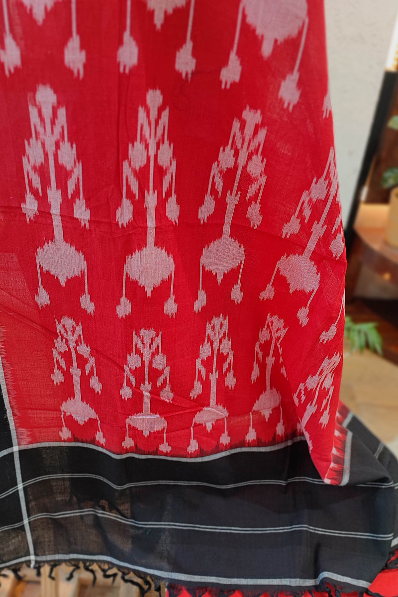 Scarlet & Black Cotton Handloom Ikkat Suit Set