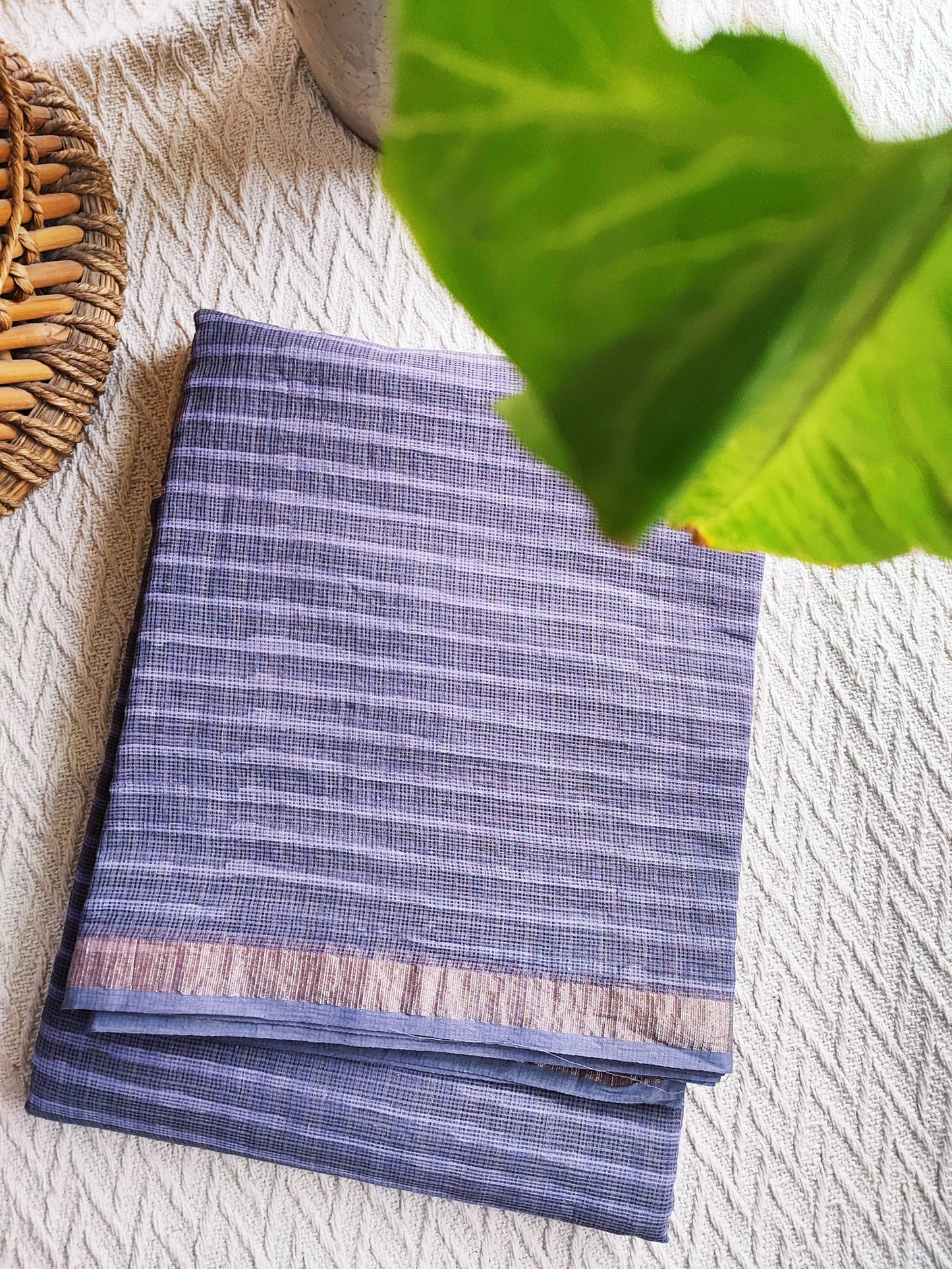 Lavender Premium Kota Doria Handblock Printed Saree