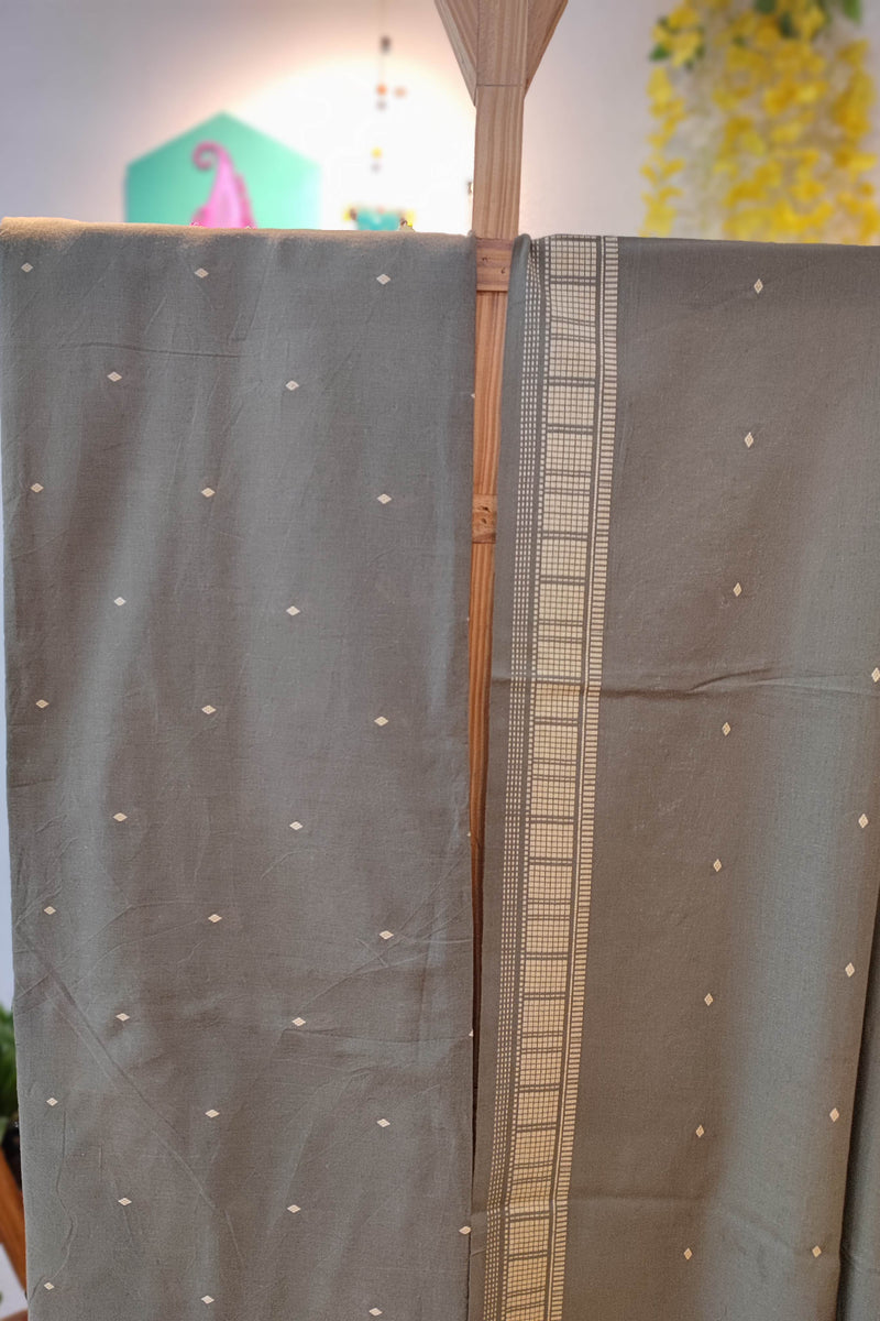 Sage Green Handloom Pure Cotton Suit with Buta Weave