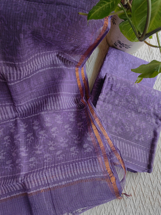 Purple Floral Printed Kota Suit Set with Dupatta