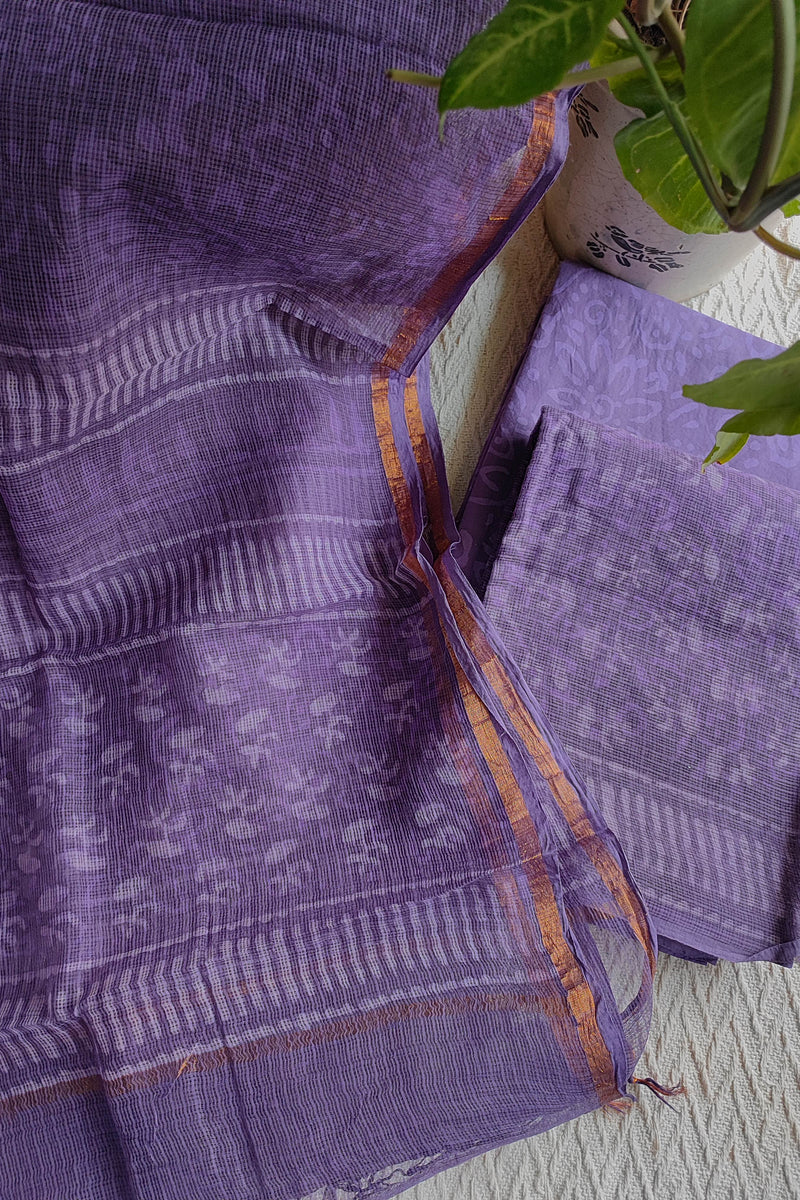 Purple Floral Printed Kota Suit Set with Dupatta