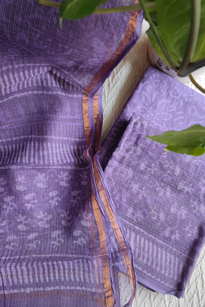 Purple Floral Printed Kota Suit Set with Dupatta