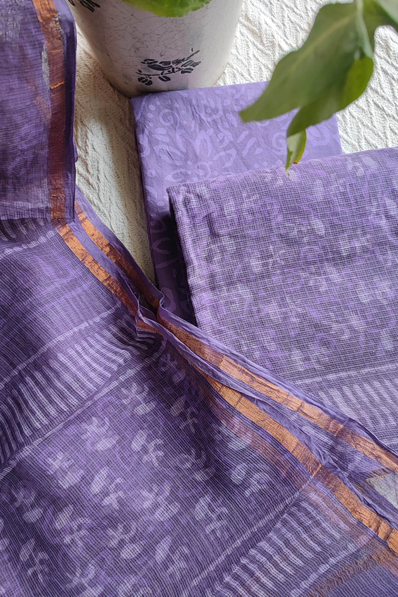 Purple Floral Printed Kota Suit Set with Dupatta