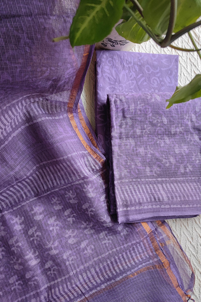 Purple Floral Printed Kota Suit Set with Dupatta