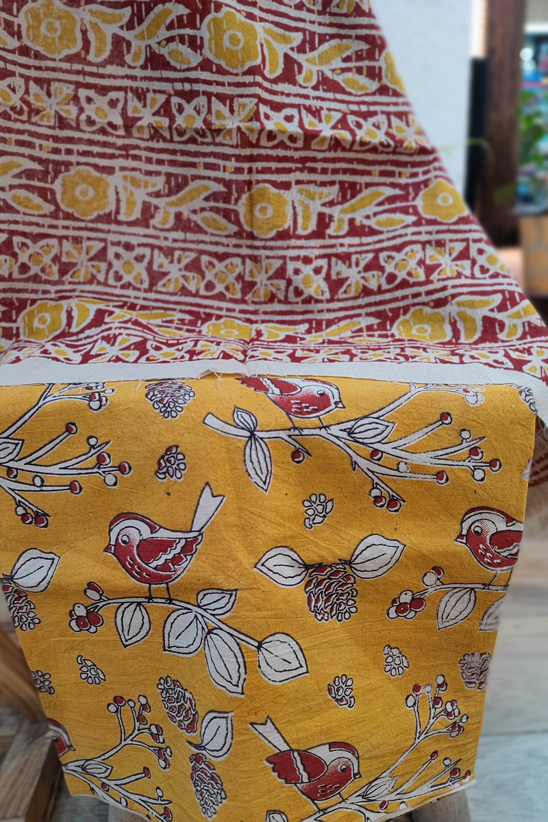 Black Ikkat Suit with Yellow Kalamkari Cotton Pant and Multicolor Dupatta