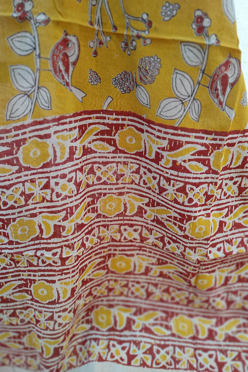 Black Ikkat Suit with Yellow Kalamkari Cotton Pant and Multicolor Dupatta