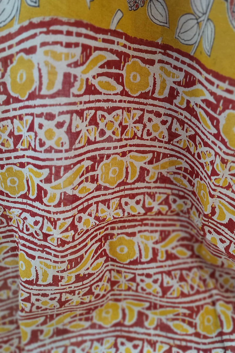 Black Ikkat Suit with Yellow Kalamkari Cotton Pant and Multicolor Dupatta