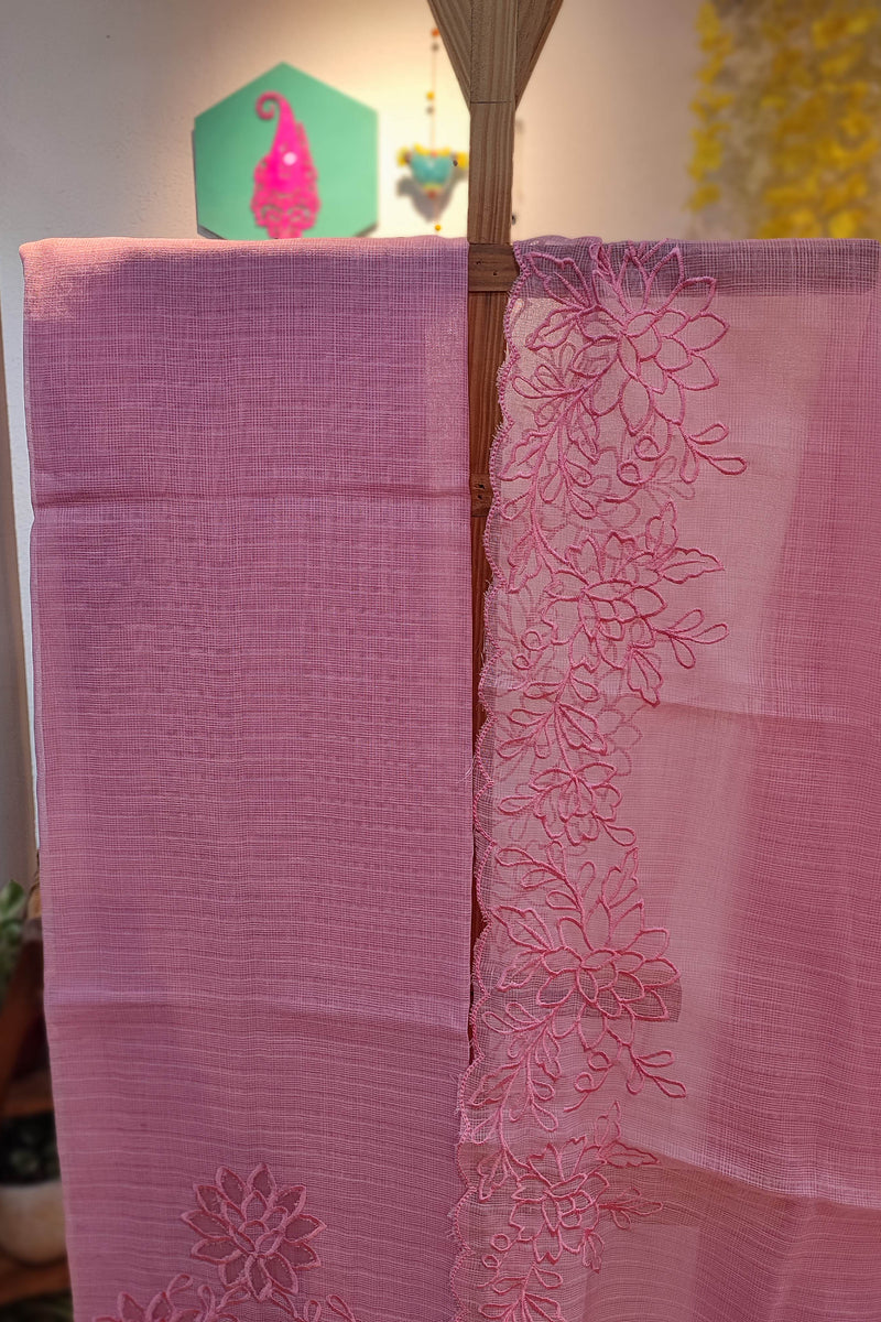 Charming Pink Kota  Suit Set with Bottom and Dupatta with Intricate Embroidery