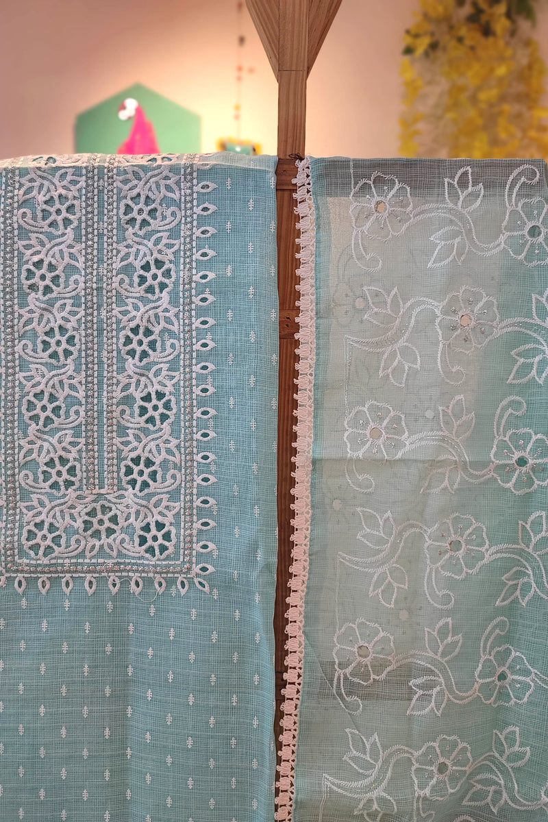 Kota linen Suit with cotton bottom and kota linen Dupatta