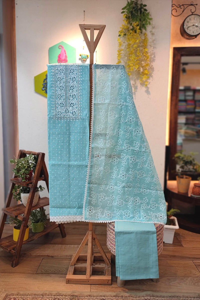 Kota linen Suit with cotton bottom and kota linen Dupatta