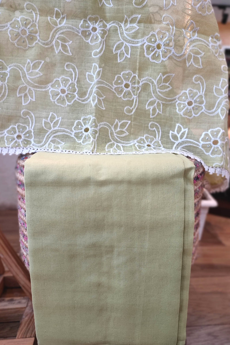 Kota linen Suit with cotton bottom and kota linen Dupatta